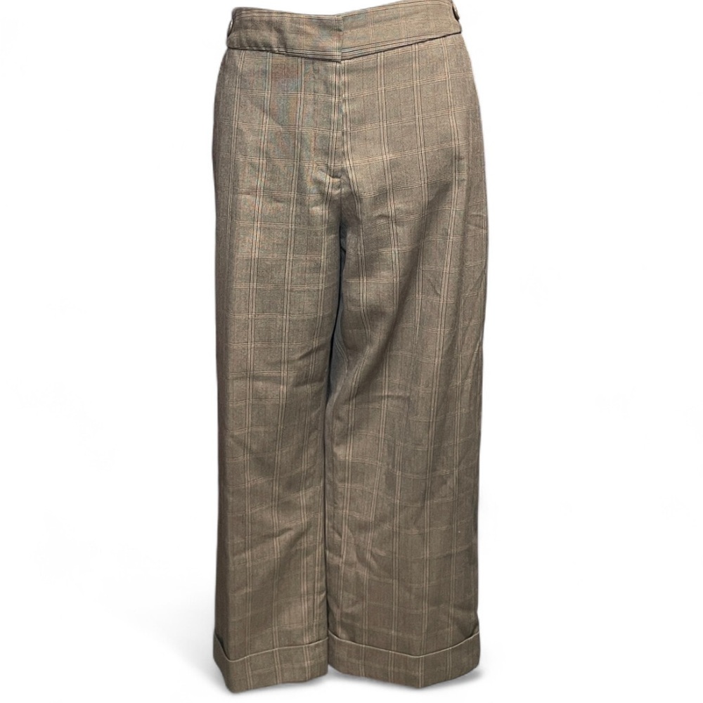 Vintage Prestwick & Moore Womens Brown Plaid Wide Leg Trousers Poetcore Size 12